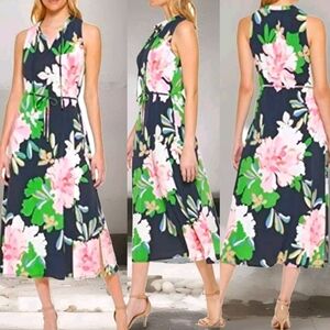 NWT Tommy Hilfiger Small Sleeveless Big Floral Dress Spring Summer Garden Party